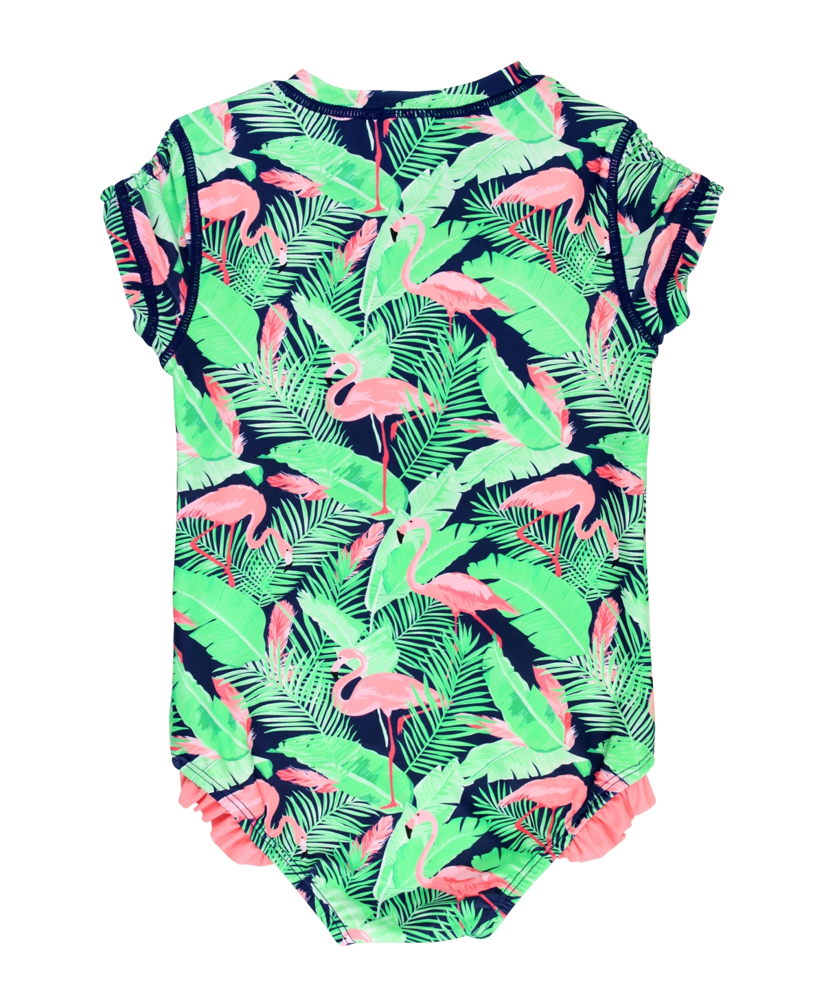 RuffleButts Toddler Girls Short Sleeve One Piece Rash Guard