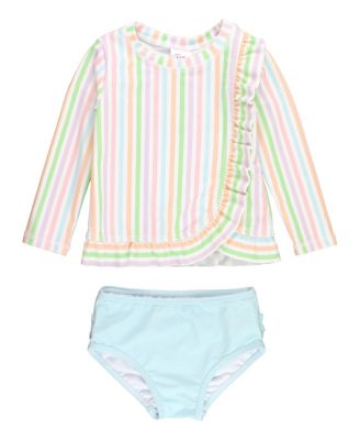 RuffleButts Toddler Girls Long Sleeve Ruffled Rash Guard 2-Piece - Macy's