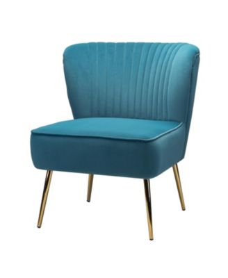 Velvet Accent Chair with Gold Metal Legs for Bedroom Guest Room Vanity