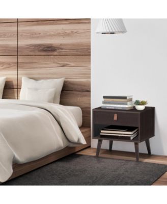 Nightstand Bedroom Table with Drawer Storage Shelf