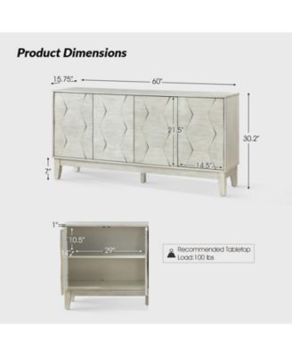 Silakan 60" 4-Doors Sideboard with Solid Wood Legs