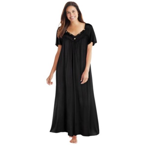 Женские платья Only Neccessities Only Necessities Long Silky Lace-Trim Gown, цвет: Чёрный
