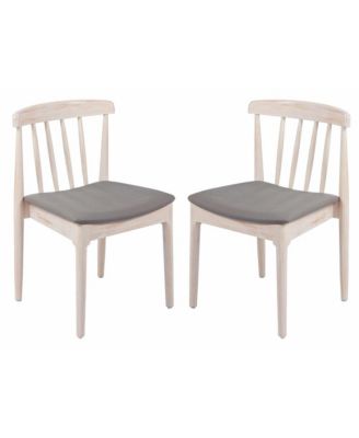 Charlize Set Of 2 Solid Wood Dining Chairs With Spindle Backrests And Vinyl Seats
