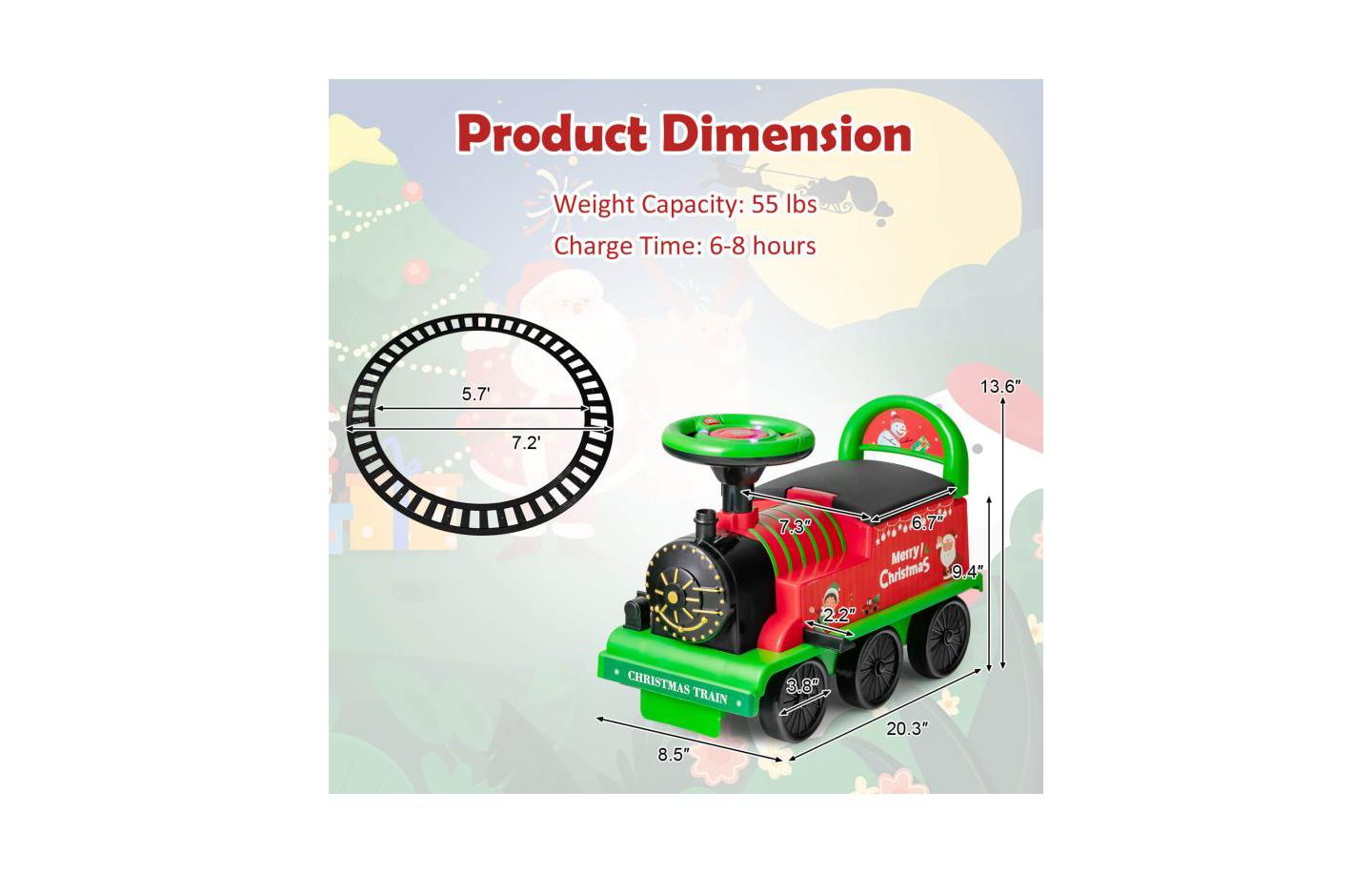 Детские игрушки Slickblue Electric Ride-On Train with 16-Piece Tracks, Ages 3+, цвет: Зелёный — фото 5