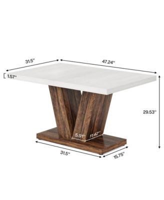 47-Inch Dining Table for 4, Black Kitchen Dinner Table with Heavy Duty Pedestal, Farmhouse Wooden Eating Table for Home, Dining Room, Small Space