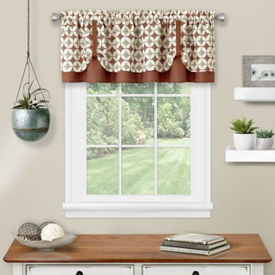  Modern Geometric Button Tuck Rod Pocket Window Valance