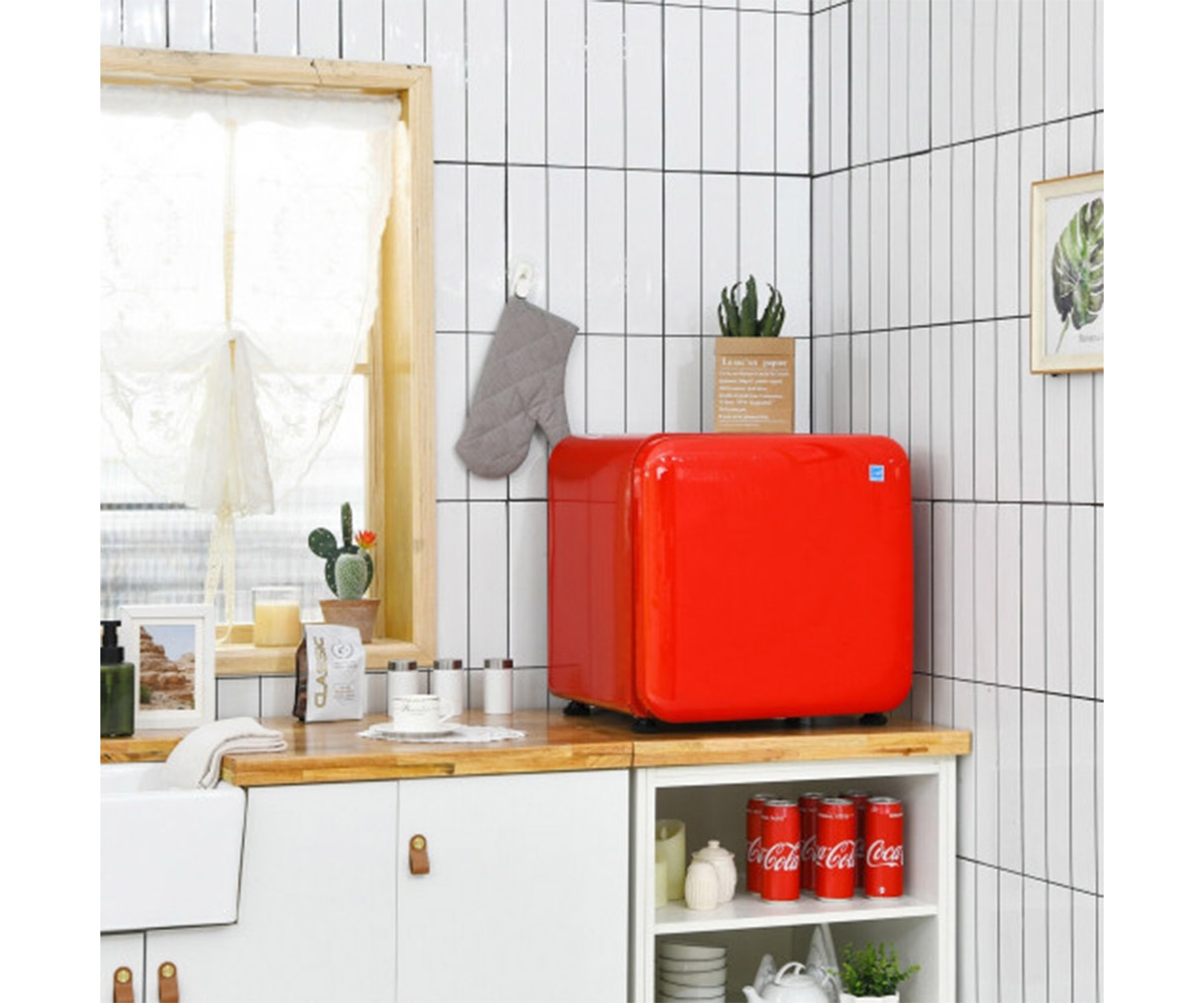 Slickblue 1.6 Cubic Feet Compact Refrigerator with Reversible Door- Red