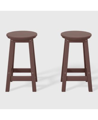 24" HDPE Outdoor Patio Round Counter Height  Stool Set of 2