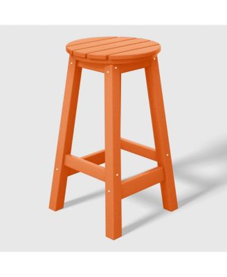 24" HDPE Outdoor Patio Round Counter Height  Stool Set of 2