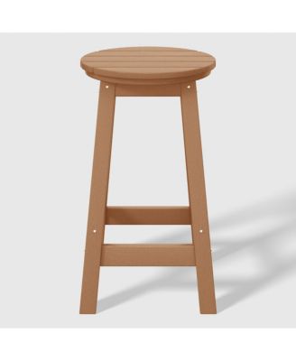 24" HDPE Outdoor Patio Round Counter Height  Stool Set of 2