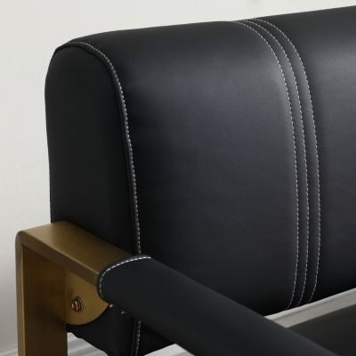 57.9" Width Modern Upholstery Faux Bonded Leather Loveseat Sofa