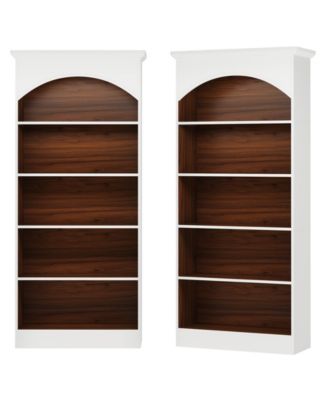 5-Shelf 70.9-Inch Bookcase Set of 2 with Storage Shelves, Vintage Freestanding Library Shelving Unit