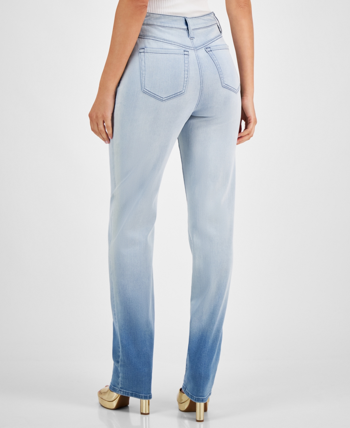 I.n.c. International Concepts Women's High-Rise Straight-Leg Ombre Denim Jeans, Created for Macy's