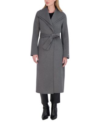 Women's Belted Wing-Collar Wrap Coat