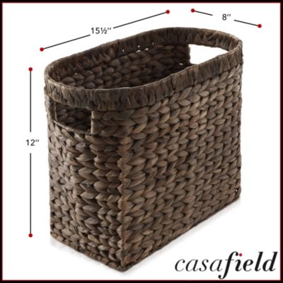 Magazine Holder Basket with Handles - Oval Seagrass Storage Bin for Bathroom, Home Office