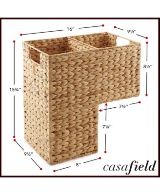 Stair Basket with Handles, Natural - Woven Water Hyacinth Staircase Step Organizer Bin