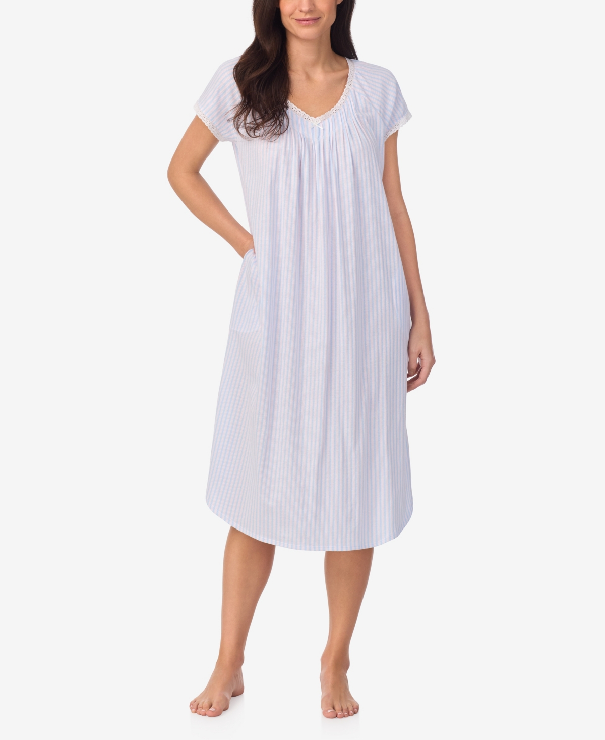 Women's Cap Sleeve Nightgown - Blue Stripe