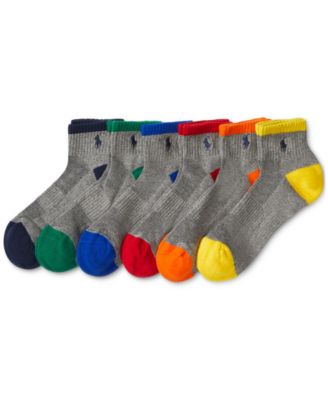 Men's 6-Pk. Performance Tipped Color Heel Toe Quarter Socks