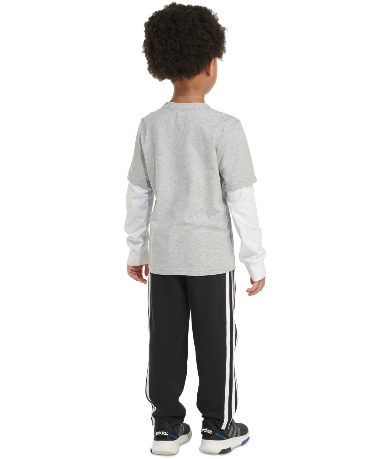 adidas Little & Toddler Boys Heather Layered-Look T-Shirt & Pants, 2 Piece Set