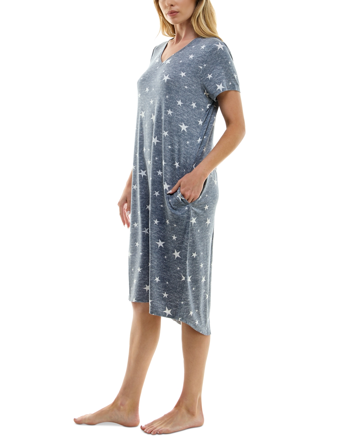 Roudelain Women's Short-Sleeve V-Neck Sleep Dress