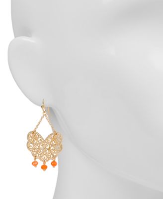 Gold-Tone Filigree Beaded Drop Earrings
