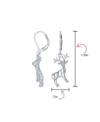 Hunter Outdoor Buck Elk Moose Antelope Christmas Rudolph Reindeer Dangle Earrings Lever back Sterling Silver
