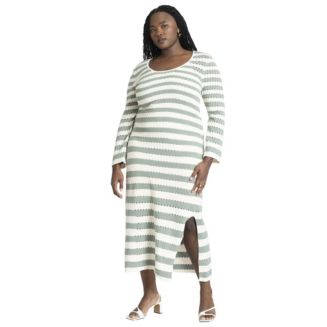 Eloquii Plus Size Striped Sweater Dress With Tie Back - Macy's