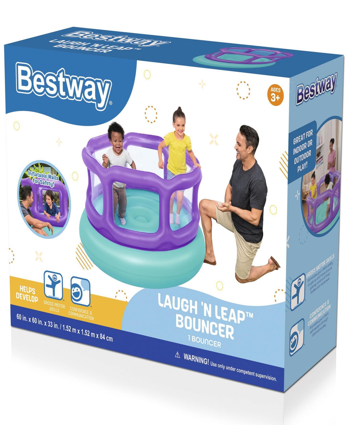 Детская игрушка Bestway Laugh 'N Leap Indoor & Outdoor Inflatable Bouncer, Holds 2 Children, Ages 2+ — фото 7