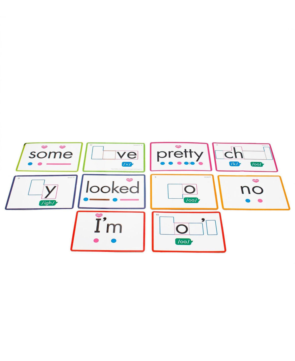 Junior Learning Rainbow Phonics - Heart Words Word Cards