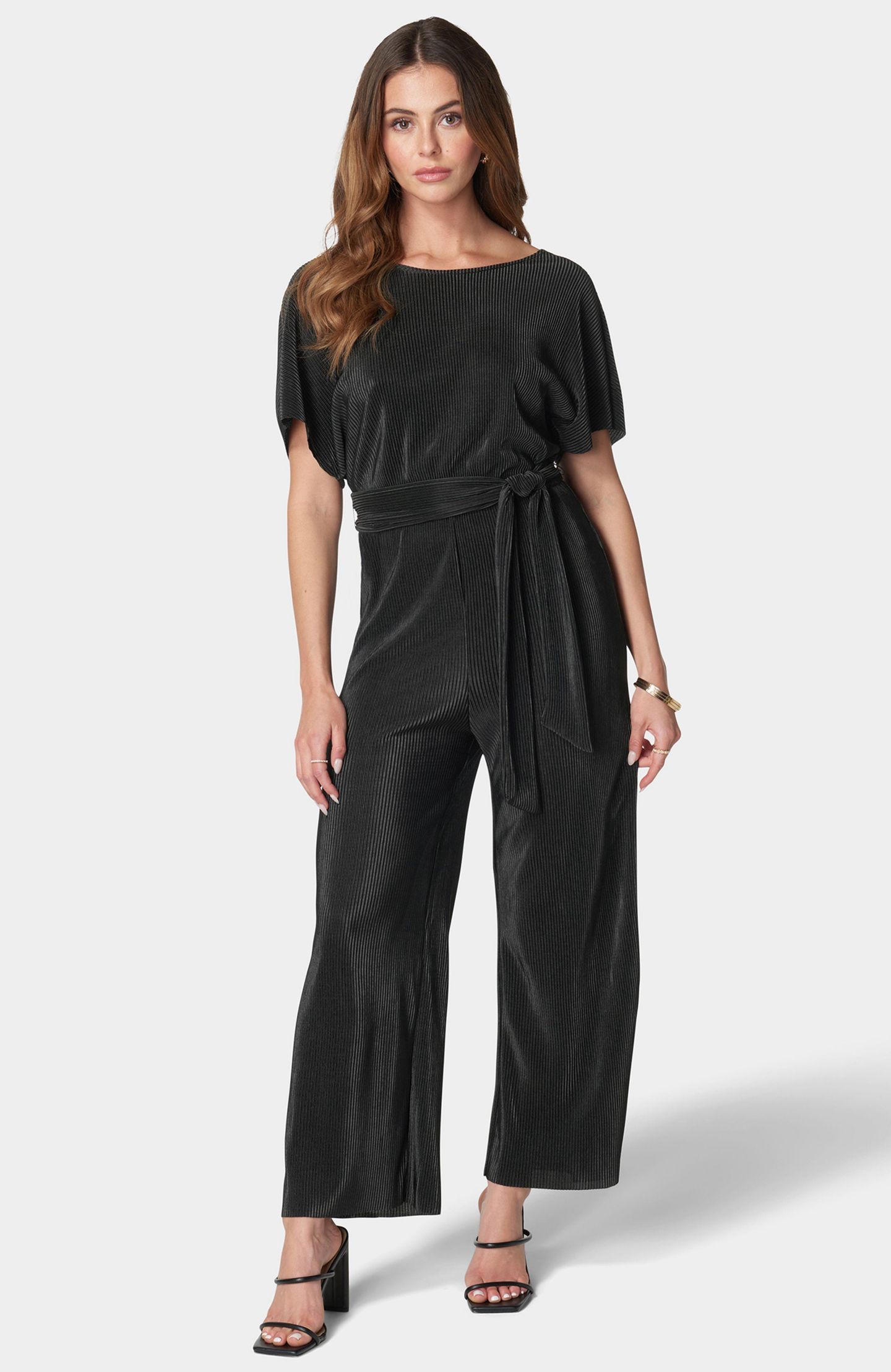 Женский комбинезон Bebe Plisse Culotte Jumpsuit, Blue, XLarge, цвет: Чёрный — фото 1