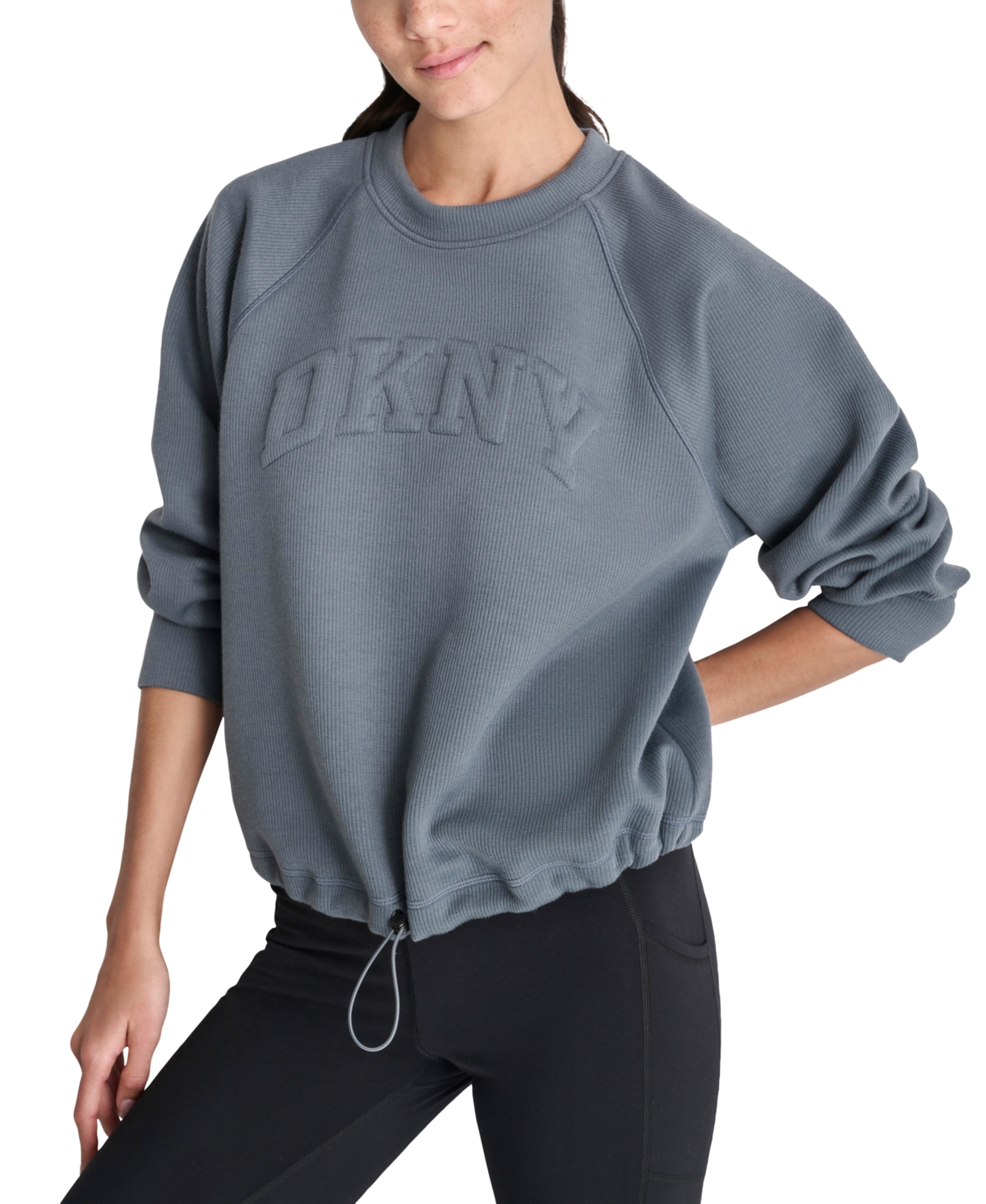 Dkny Sport Women's Varsity Puffed Logo Drawcord Sweatshirt
