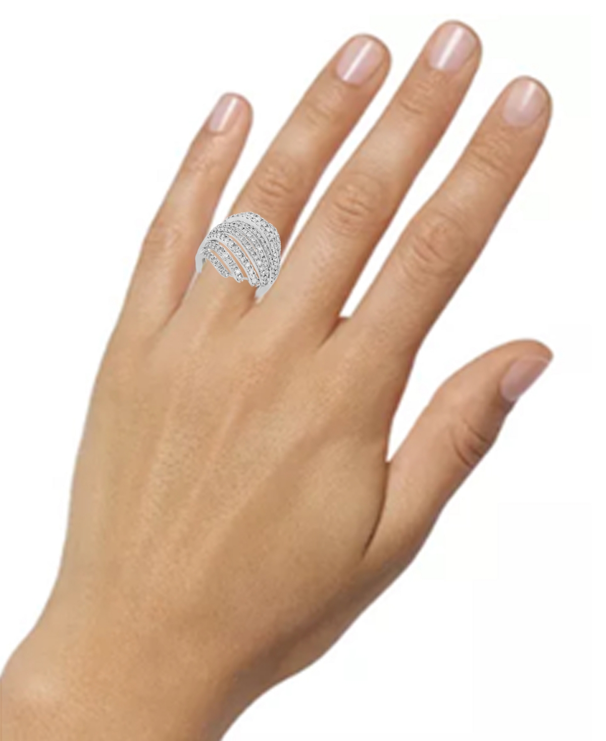 Macy's Diamond Multirow Statement Ring (2 Ct. T.w.) In 10k White Gold In White Gold