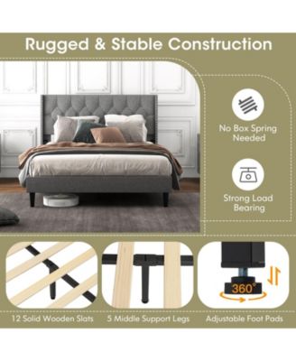 Full Size Upholstered Platform Bed with Button Tufted Headboard-Full Size