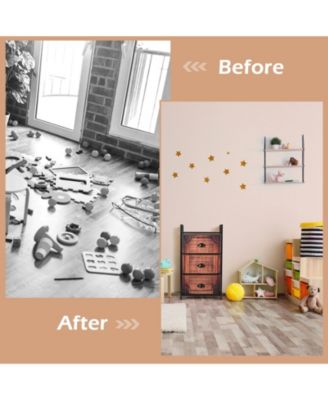 Industrial 3-Layers Fabric Dresser with Fabric Drawers and Steel Frame