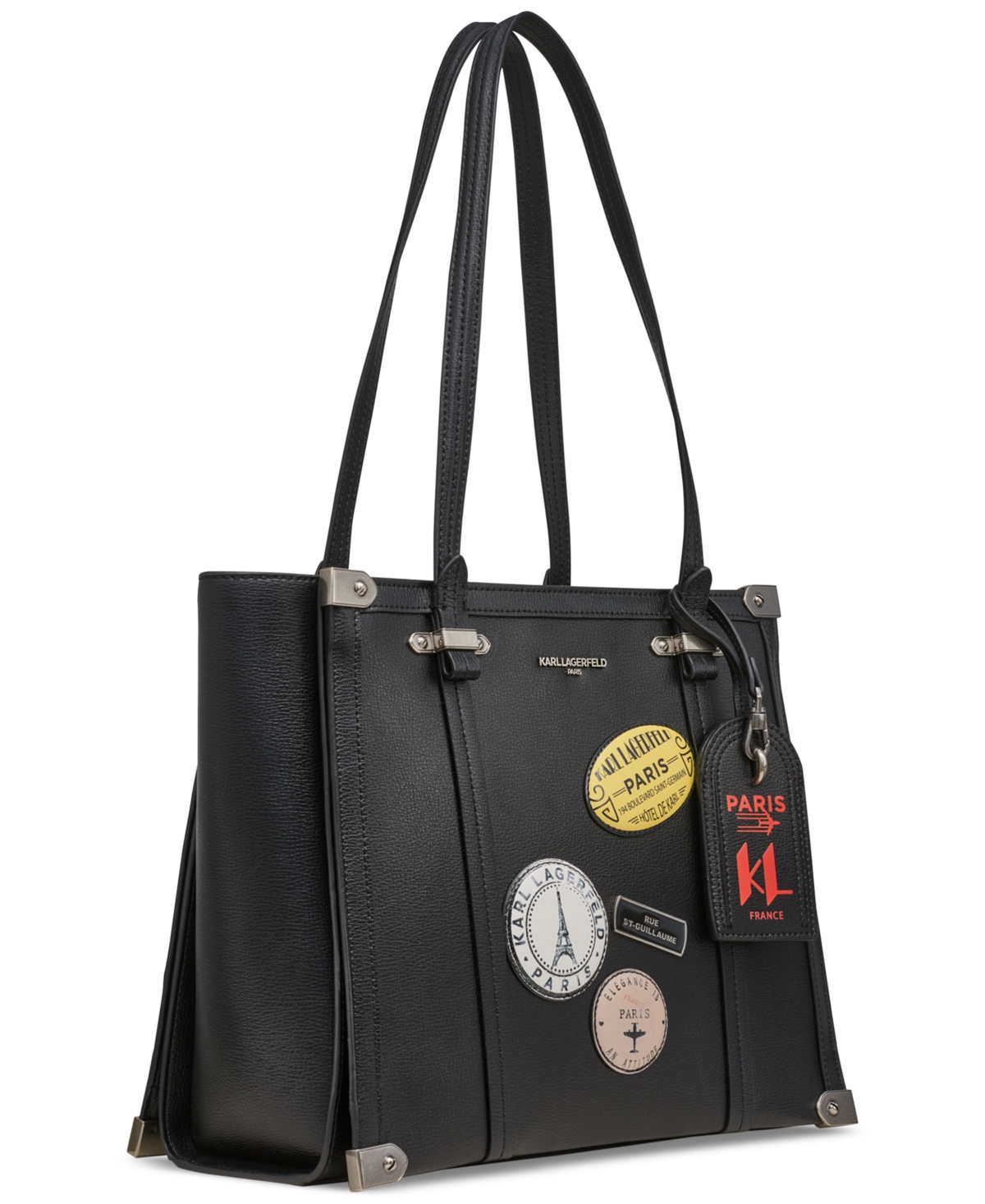 Karl Lagerfeld Paris Marselle Medium Leather Tote -silv
