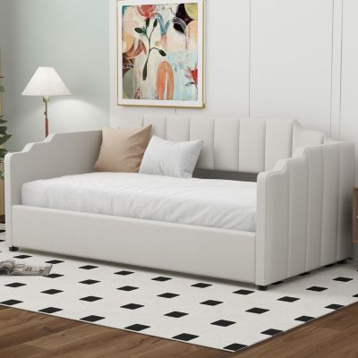Streamdale Upholstered Daybed with Underneath Storage, Twin Size, White