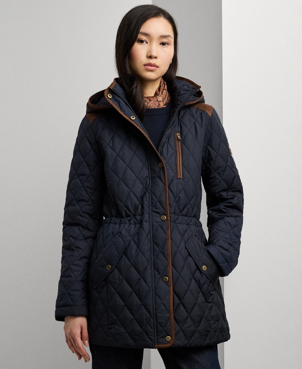 Lauren Ralph Lauren Women s Plus Size Hooded Quilted Coat Created By Macy s In Dk Navy ModeSens