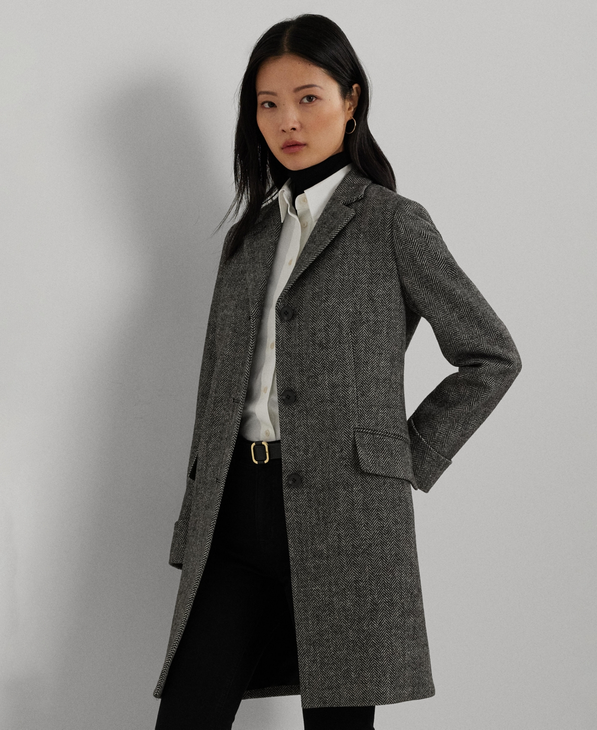 Ralph Lauren Petite Notched-collar Walker Coat In Multi