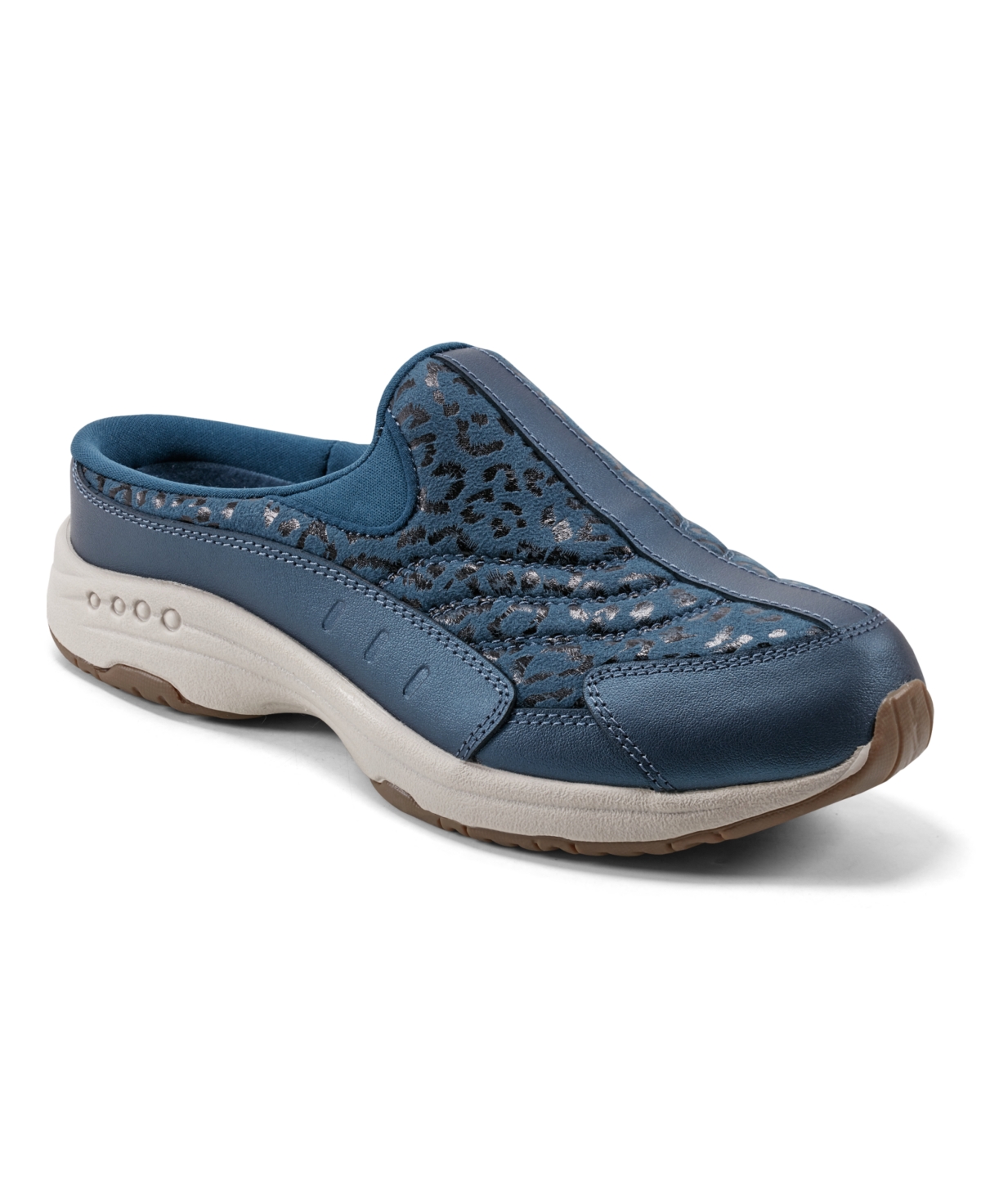 Shop Easy Spirit Women's Travel Time Slip-on Walking Mules In Pearlized Blue Leopard