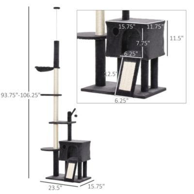 PawHut Adjustable Height Cat Tree with Multiple Activities and Scratching Posts