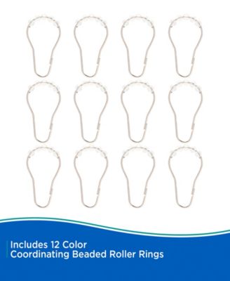 Medium Weight Peva Shower Curtain Liner and Beaded Roller Ring Set