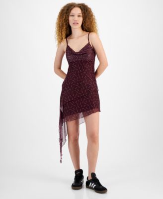 Self Esteem - Juniors' Tiered Asymmetric Mini Dress