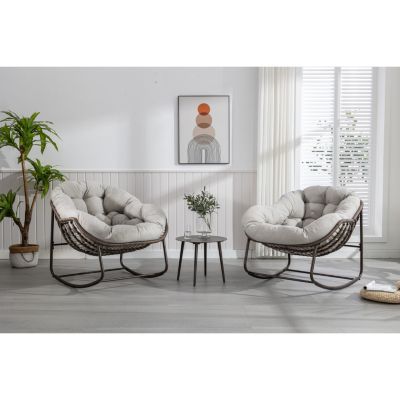 Streamdale Outdoor Rattan Rocking Chair with Padded Cushion