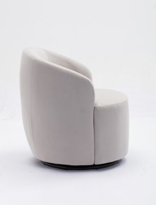 Velvet Swivel Barrel Chair with Metal Ring