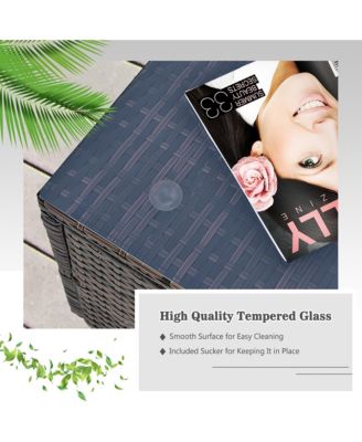 6PCS Patio Rattan Furniture Set Cushioned Sofa Coffee Table Garden