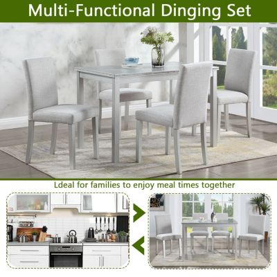Stunning 5-Piece Dining Set Elegant Table & Upholstered Chairs