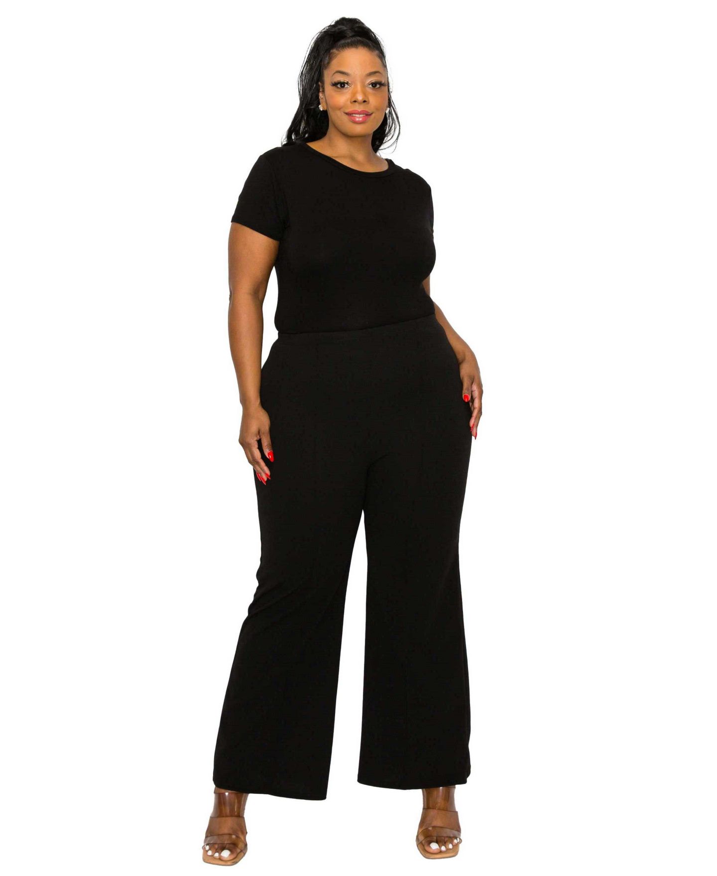 Женские брюки L I V D Plus Size Blake Pintuck, цвет: Чёрный — фото 1