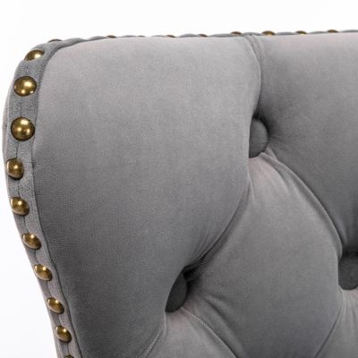 Set of 2 Adjustable Swivel Velvet Bar Stools