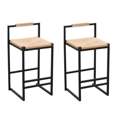 2 Paper Rope Bar Stools with Back