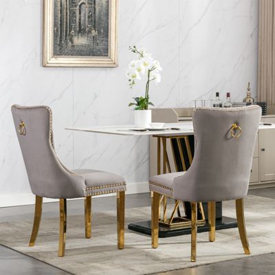 Set of 2 Velvet Upholstered Contemporary Dining Chairs